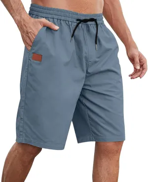 Mens Casual Shorts - Cotton Drawstring Summer Quick Dry Beach Stretch Twill Chino Golf Shorts