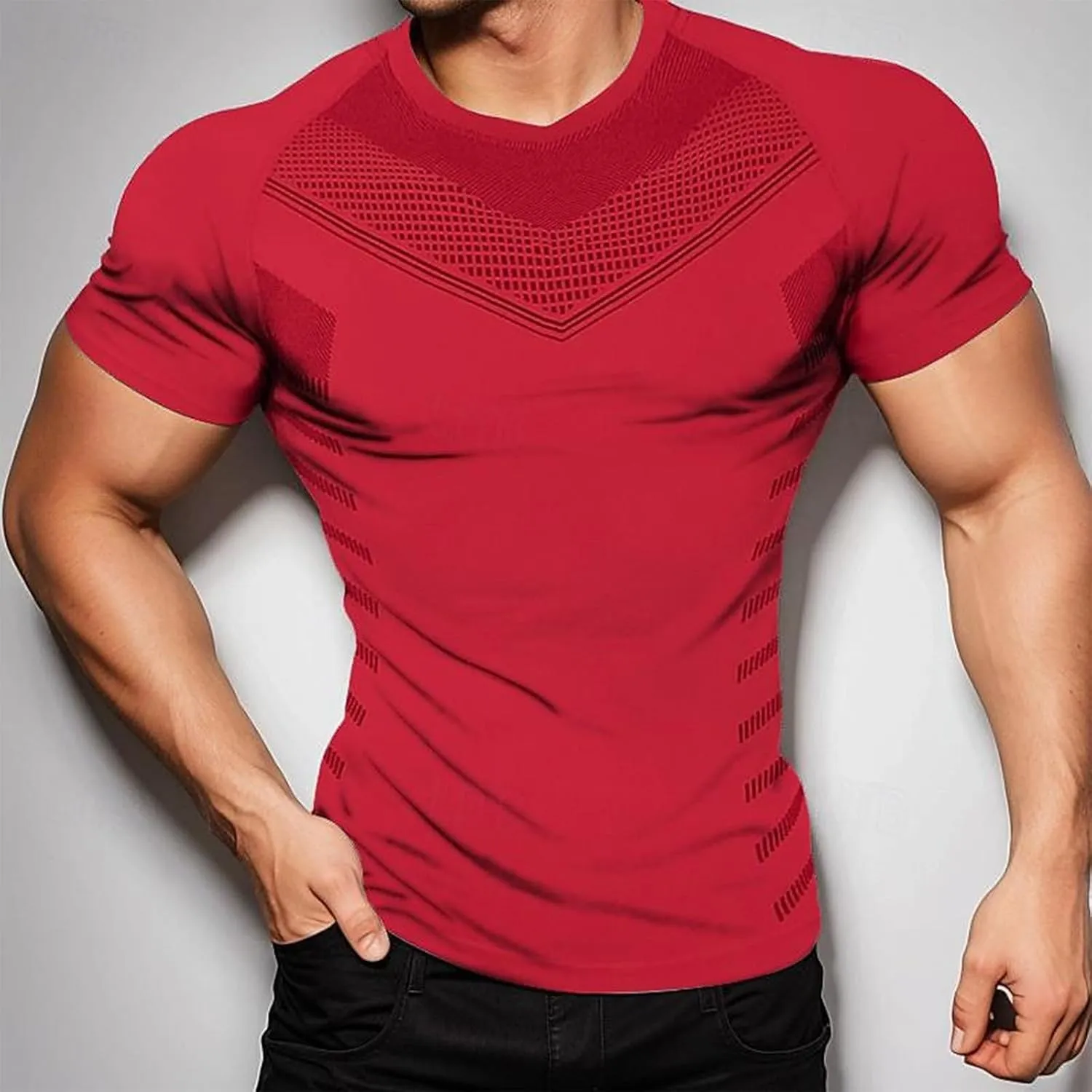 Mens Casual Slim Fit Short Sleeve T-Shirts Soft Lightweight Crew-Neck Size Baseball Shirt