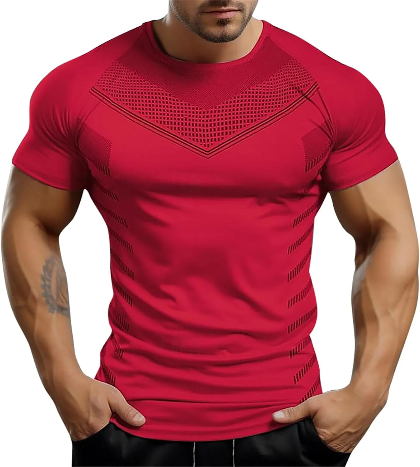 Mens Casual Slim Fit Short Sleeve T-Shirts Soft Lightweight Crew-Neck Size Baseball Shirt