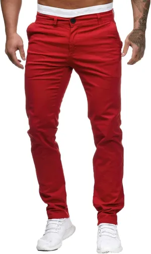 Men's Casual Slim Pants Solid Color Mid Trousers Fashion Joggers Sports Pants Hiking Trousers Gym Sweatpants