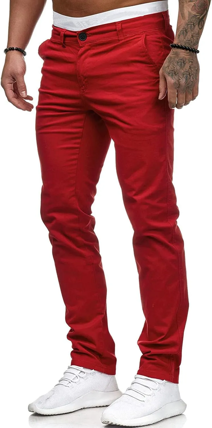 Men's Casual Slim Pants Solid Color Mid Trousers Fashion Joggers Sports Pants Hiking Trousers Gym Sweatpants