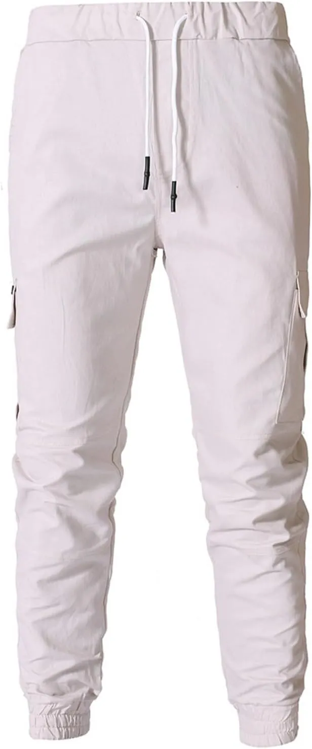 Men's Fashion Sport Sweatpants Drawstring Elastic Waist Slim Fit Joggers Hiking Trousers Athletic Pants Overalls