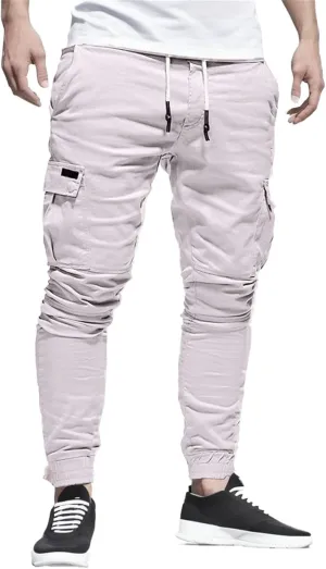 Men's Fashion Sport Sweatpants Drawstring Elastic Waist Slim Fit Joggers Hiking Trousers Athletic Pants Overalls