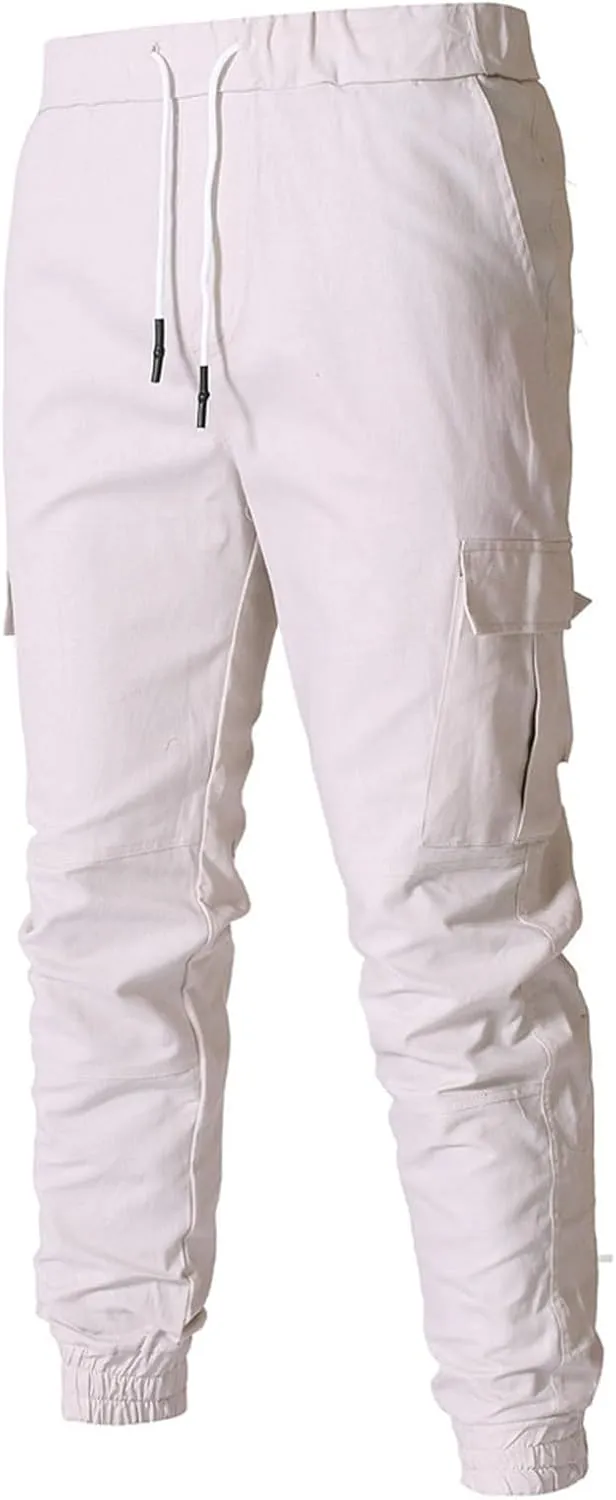 Men's Fashion Sport Sweatpants Drawstring Elastic Waist Slim Fit Joggers Hiking Trousers Athletic Pants Overalls