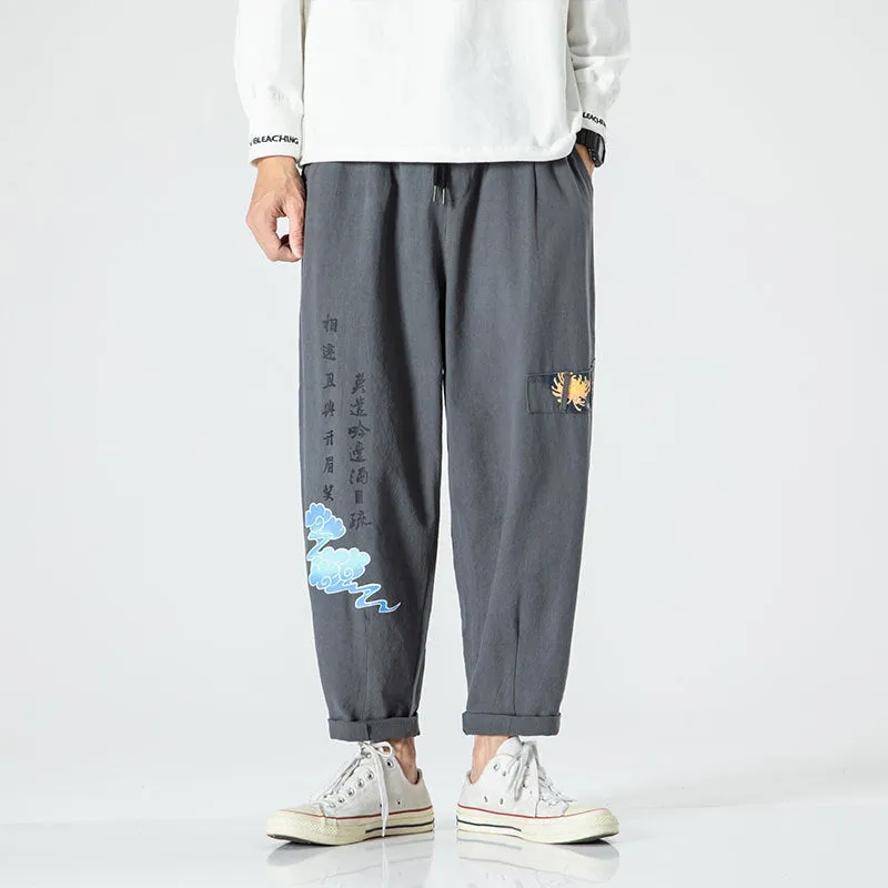 Men's Japanese Streetwear Pants - Kanji Print