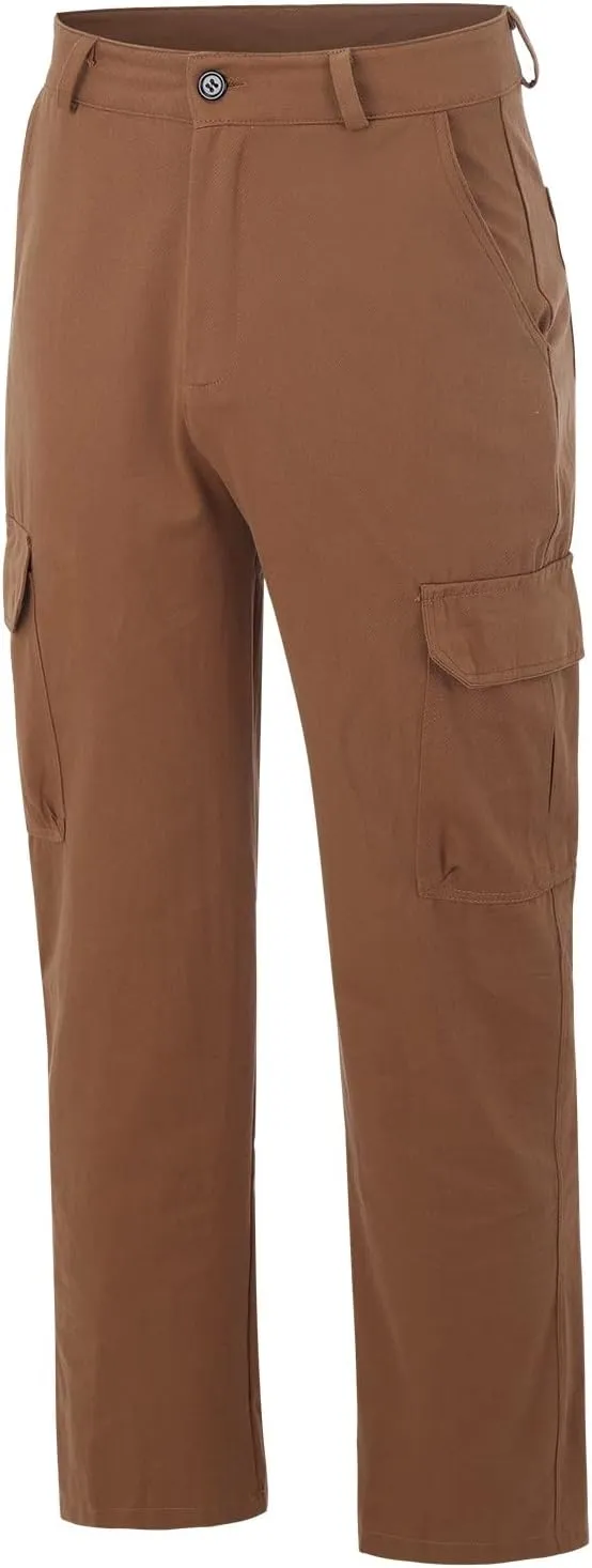 Mens Linen Cargo Pants Premium Relaxed Fit Straight Leg Pants Trousers Mens Cargo Dress Pants Solid Color Overalls