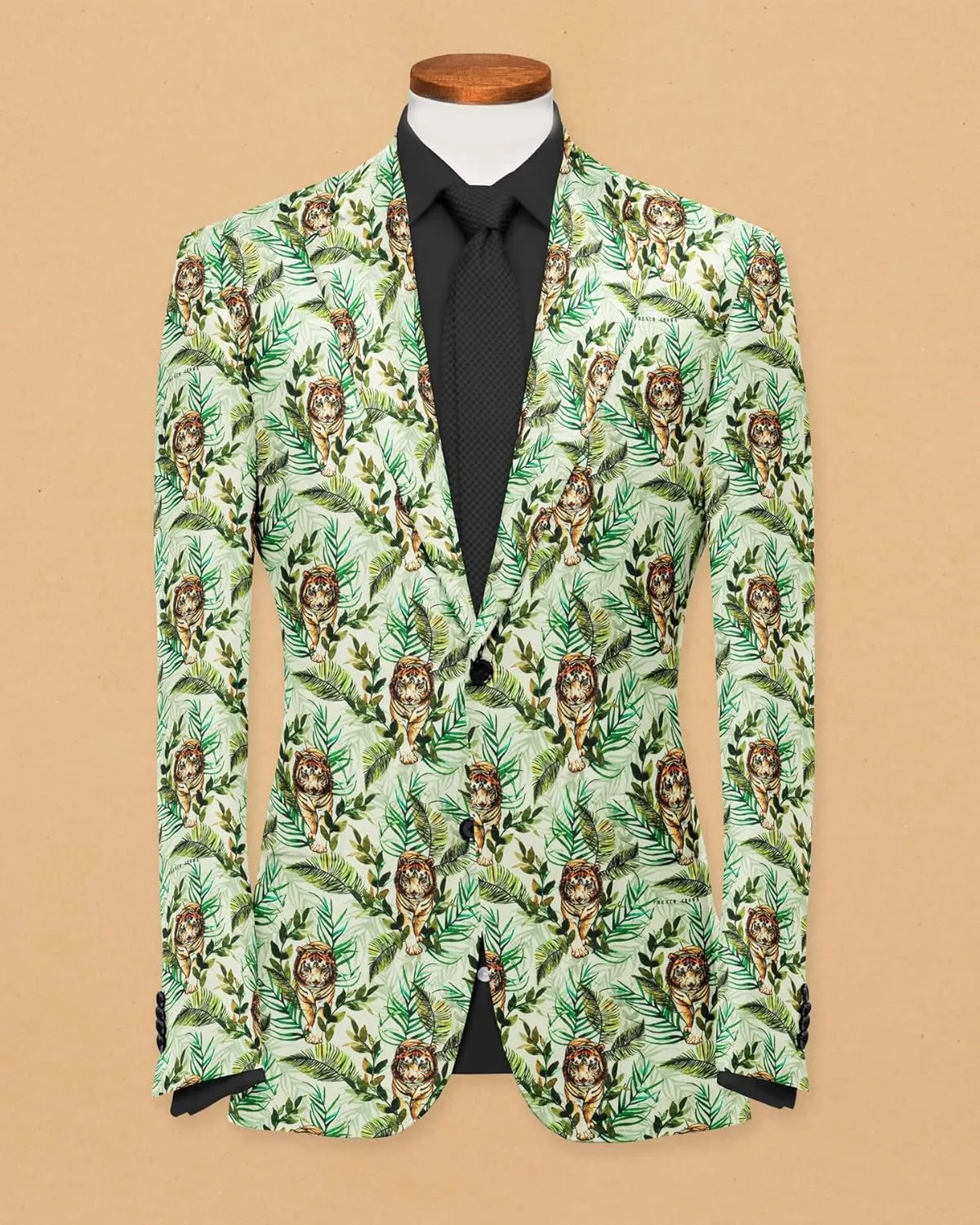 Men's Printed Blazer 2 Button Long Sleeve Regular Fit Suit Jacket Business Lightweight Casual Sport Coat