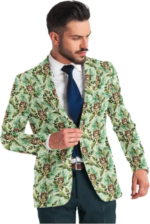 Men's Printed Blazer 2 Button Long Sleeve Regular Fit Suit Jacket Business Lightweight Casual Sport Coat