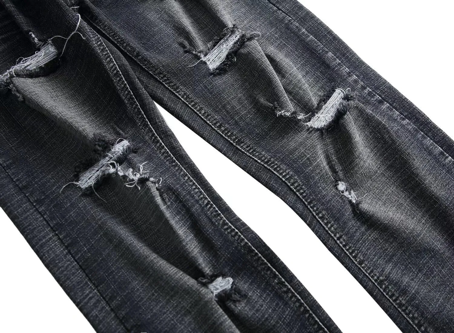 Men's Ripped Skinny Slim Fit Stretch Distressed Destroyed Jeans Denim Pants
