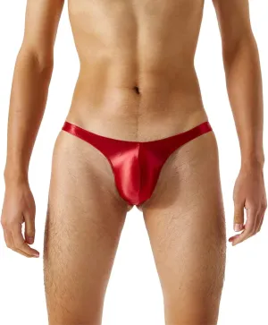 Men's Sexy G-String Thong Ice Silk Briefs Low Waist Underwear Glossy and Transparent Thongs Multi-color Underwear