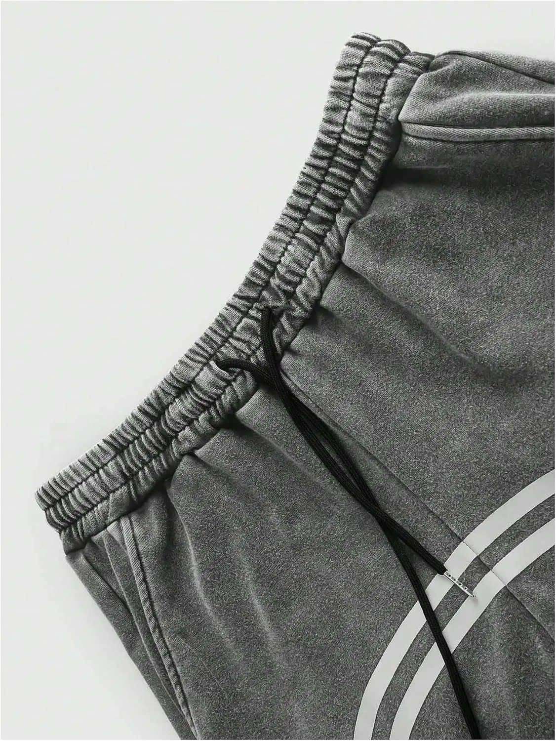 Men's Side Stripe Sweatpants Zipper Design Jogger Pants Drawstring Waist Wide Leg Trousers