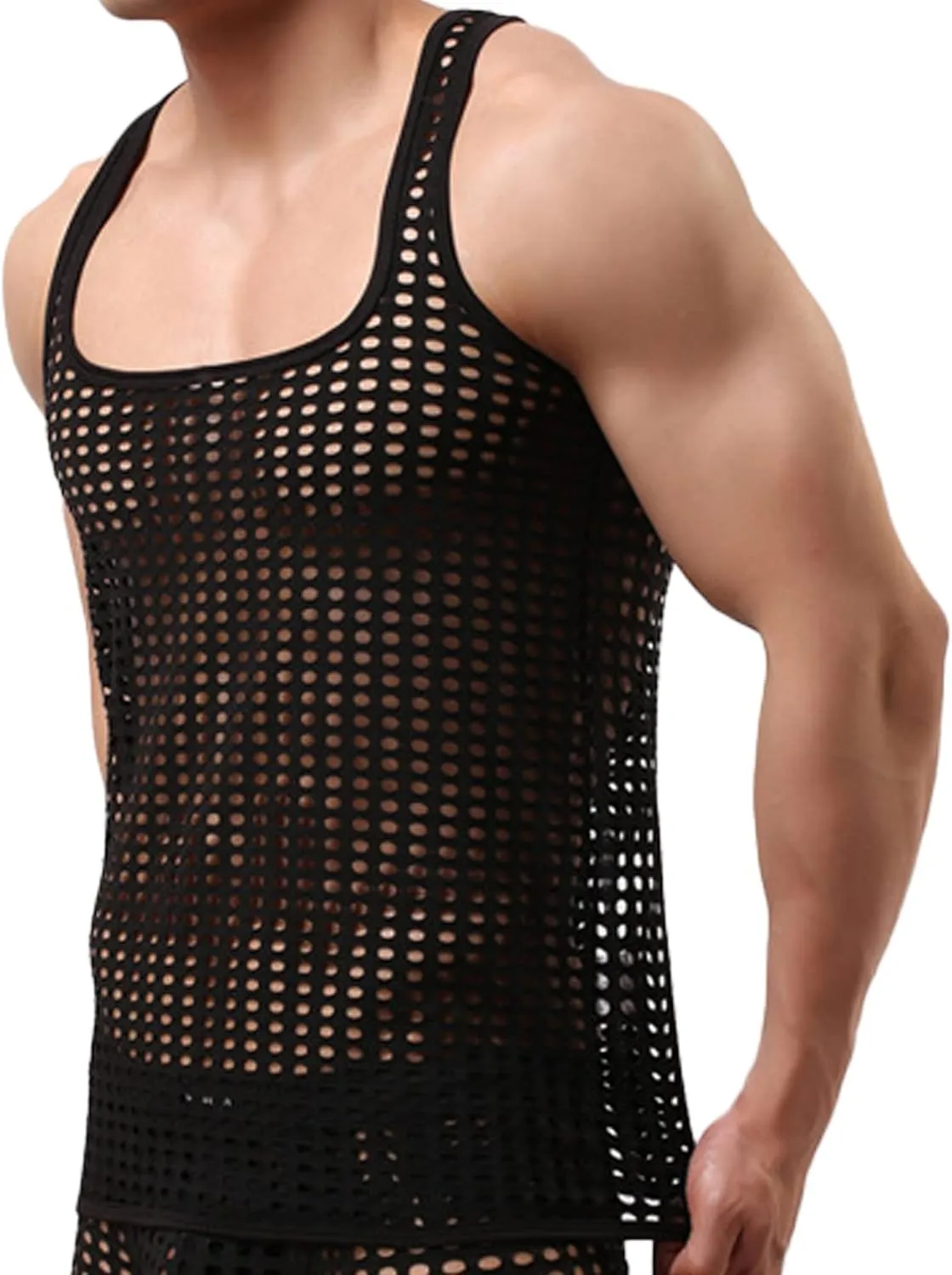 Men's Summer Fashion Tank Tops Sleeveless Compression Shirt Square Cut Muscle A-Shirts