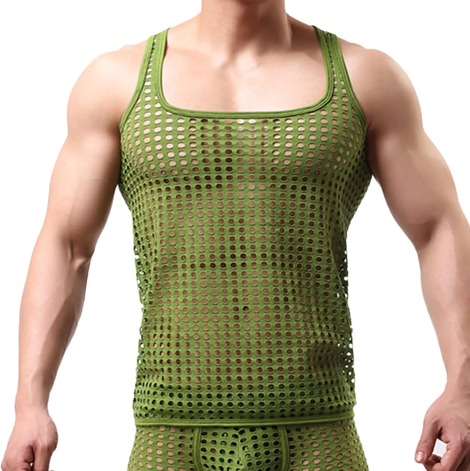 Men's Summer Fashion Tank Tops Sleeveless Compression Shirt Square Cut Muscle A-Shirts