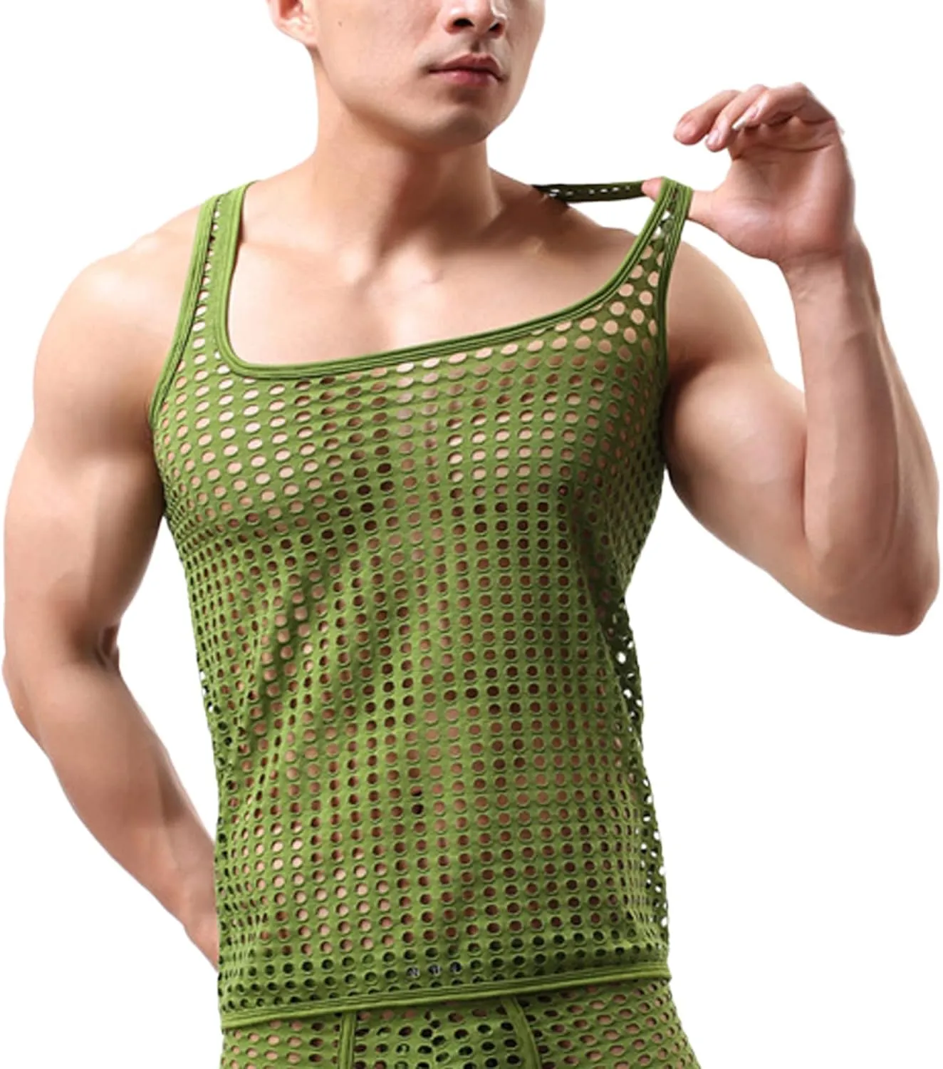 Men's Summer Fashion Tank Tops Sleeveless Compression Shirt Square Cut Muscle A-Shirts