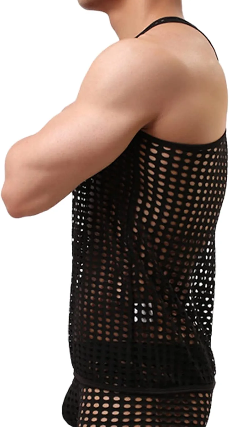 Men's Summer Fashion Tank Tops Sleeveless Compression Shirt Square Cut Muscle A-Shirts