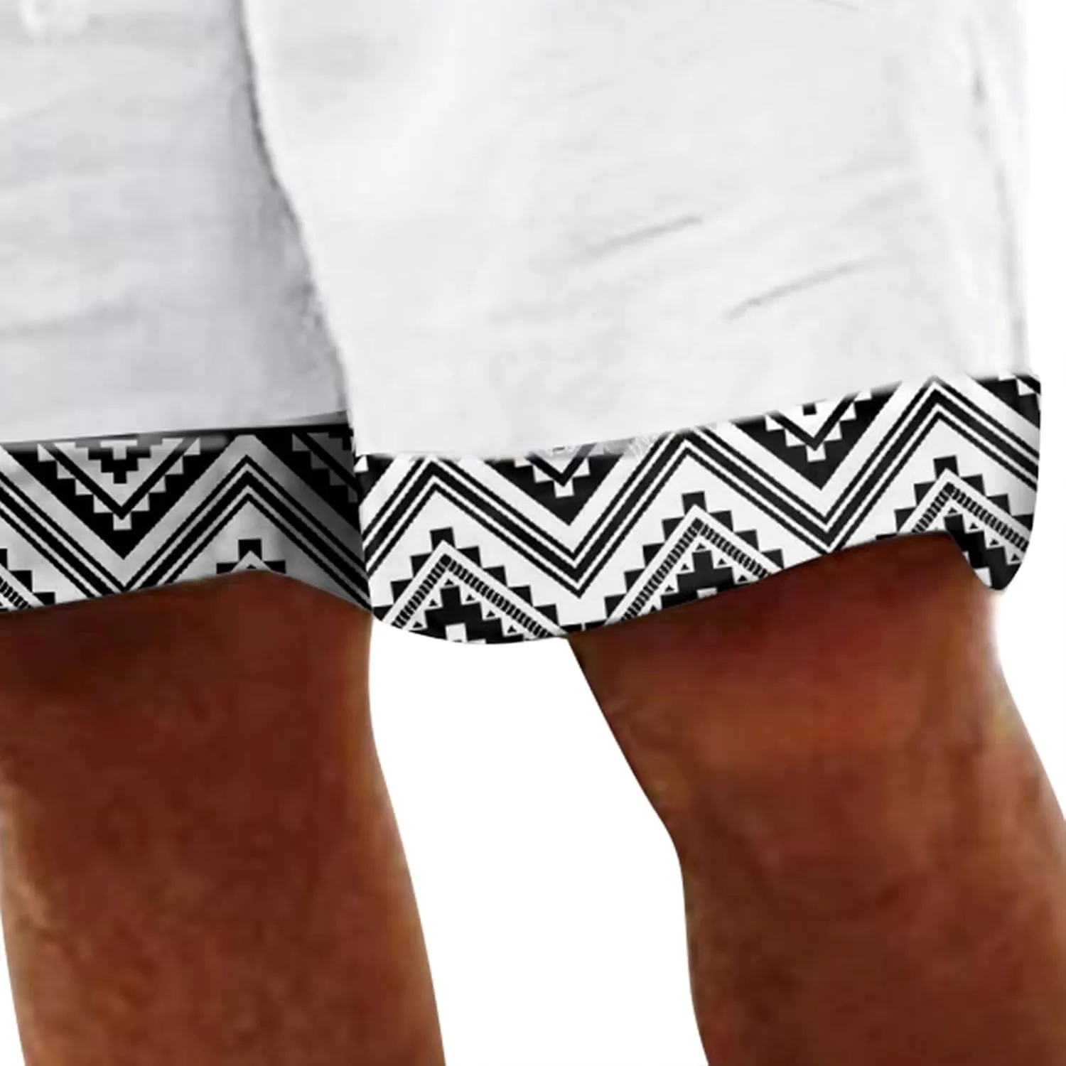 Mens White Summer Linen Shorts Coconut Tree Printed Beach Trendy Shorts Mens White Summer Linen Shorts Mens Linen