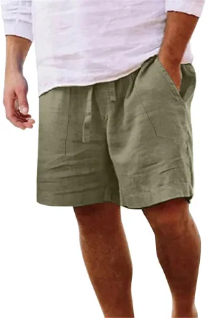 Mens White Summer Linen Shorts Coconut Tree Printed Beach Trendy Shorts Mens White Summer Linen Shorts Mens Linen