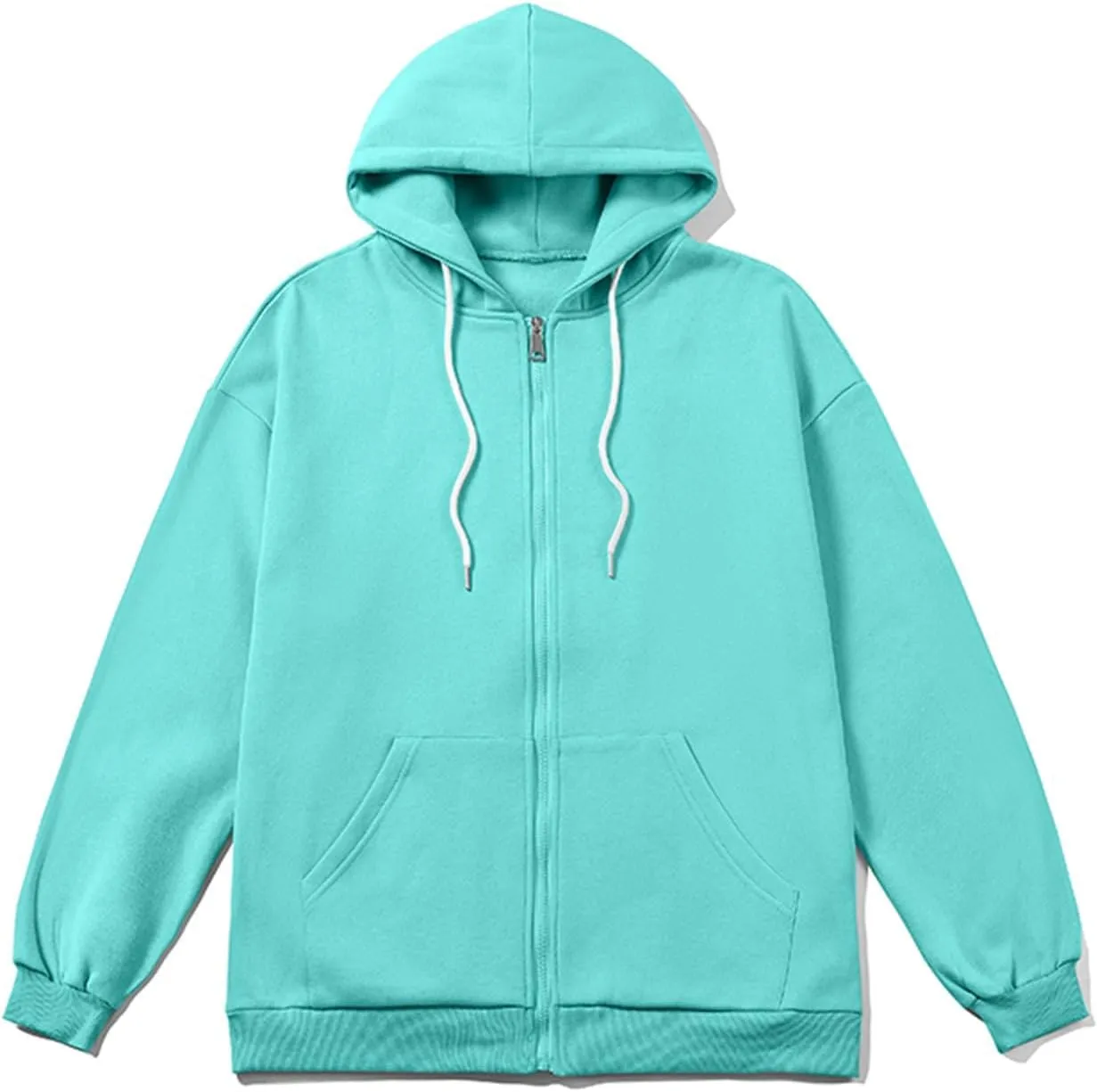 Mens Women Unisex Soild Basic Hooded Sweatshirt Couple Fleece Jacket Outwear With Pocket Zipper Hoodies Sweatshirt