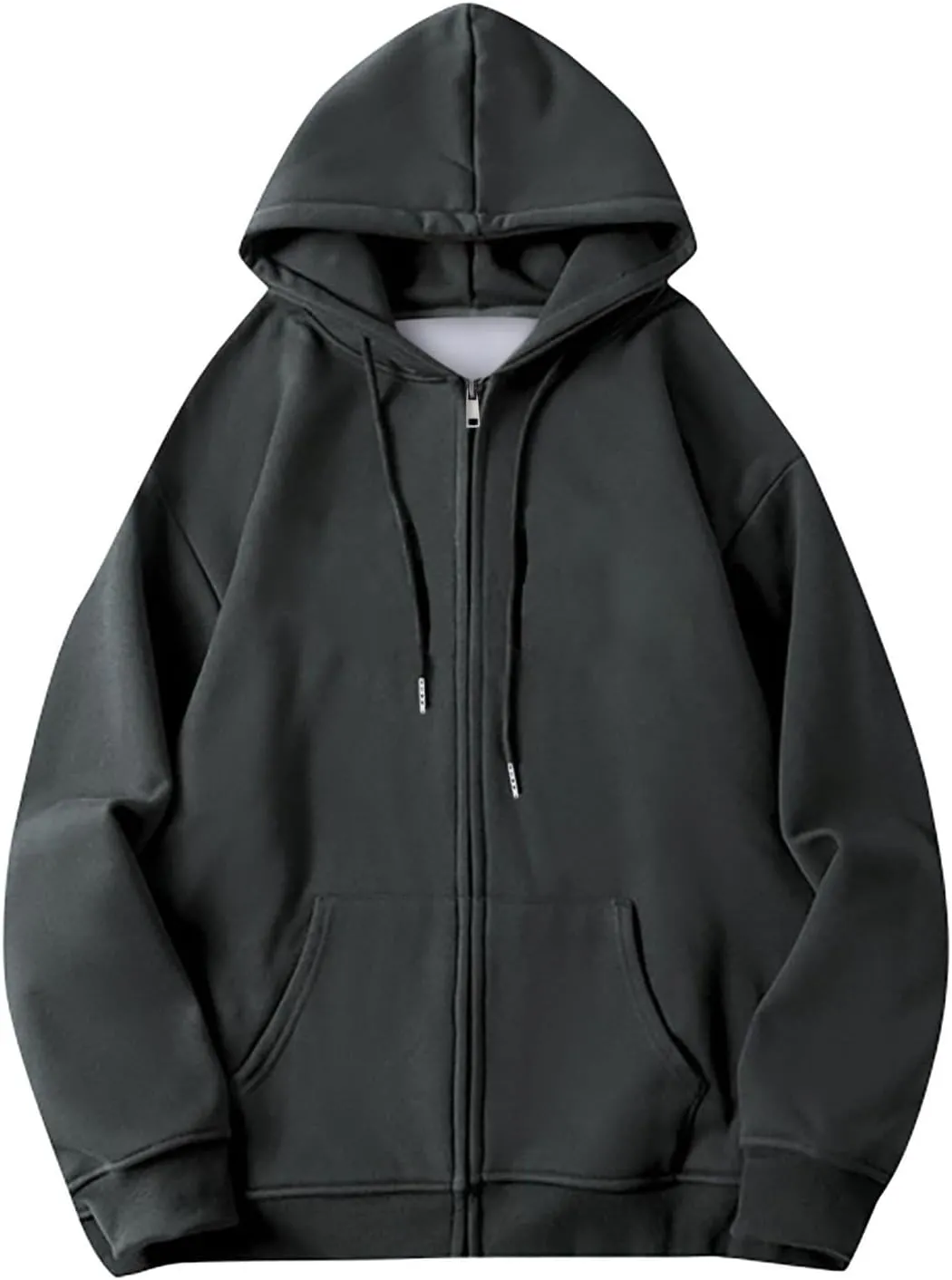 Mens Women Unisex Soild Basic Hooded Sweatshirt Couple Fleece Jacket Outwear With Pocket Zipper Hoodies Sweatshirt
