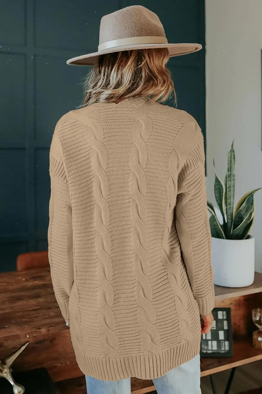 MEROKEETY Women's 2025 Long Sleeve Cable Knit Cardigan Sweaters Open Front Fall Outwear Coat