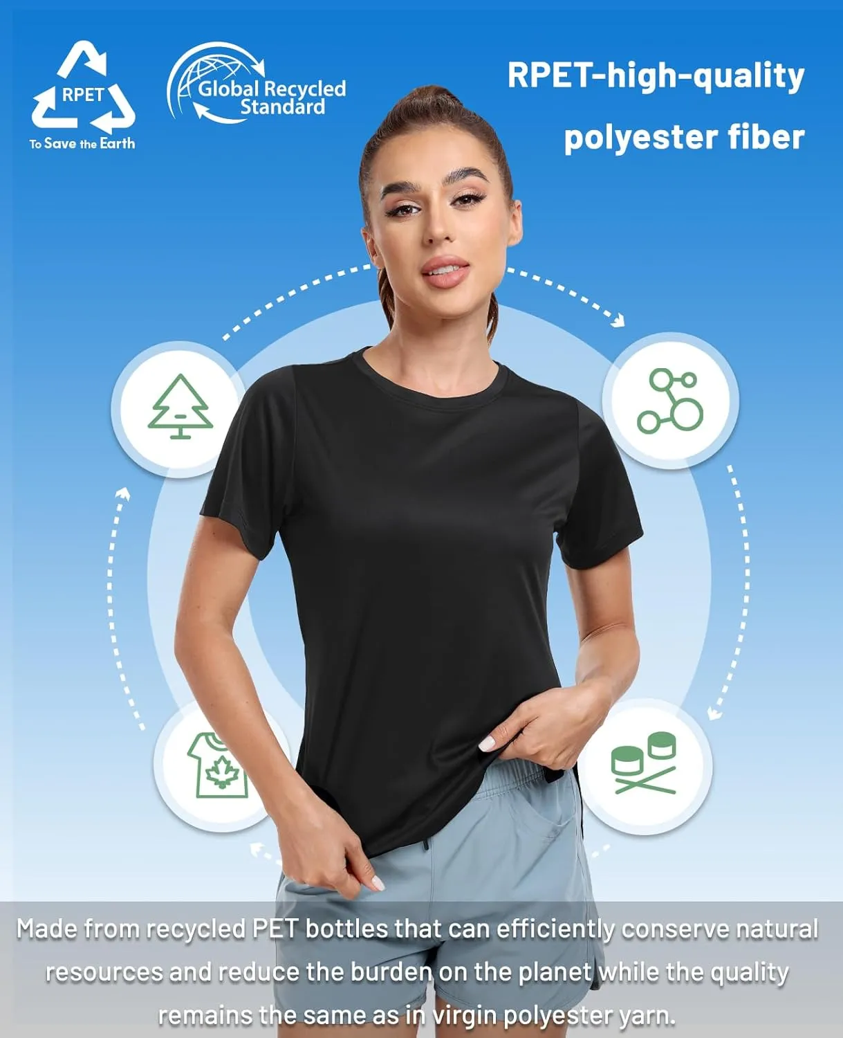 MIER Womens UPF 50  Sun Protection Workout Tops Short Sleeve UV SPF T-Shirts for Athletic Gym Exercise Yoga, Dry Fit