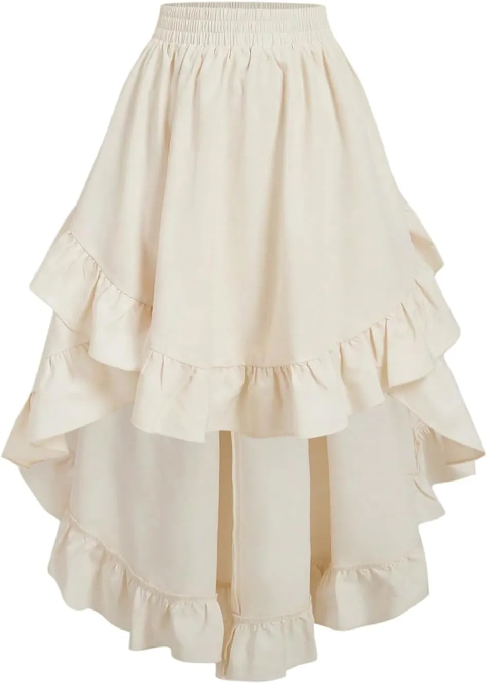 Milumia Women's Asymmetrical Ruffle Hem Skirt Elastic High Waisted High Low Long Skirts