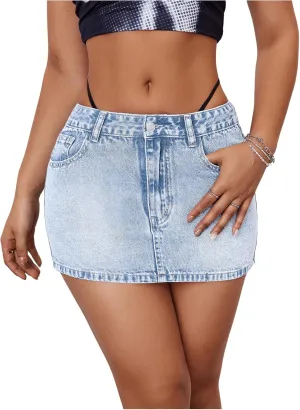 Milumia Women's Low Waisted Denim Skirt Going Out Bodycon Mini Jean Skirts