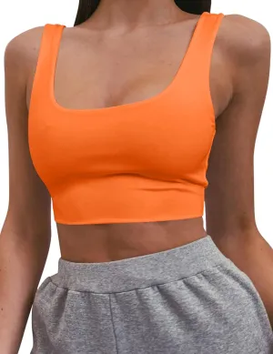 Mizoci Women's Basic Sleeveless Square Neck Cropped Double Layer Sexy Crop Tank Top