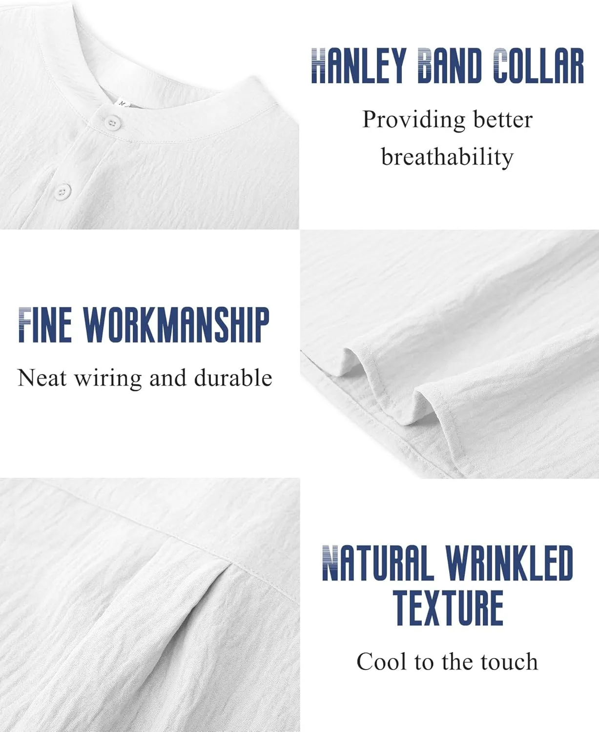 Neer 2 Pack Big and Tall Shirts for Men Casual Button Short Sleeve Henley T Shirt Band Collar Plus Size Top Beach Tee