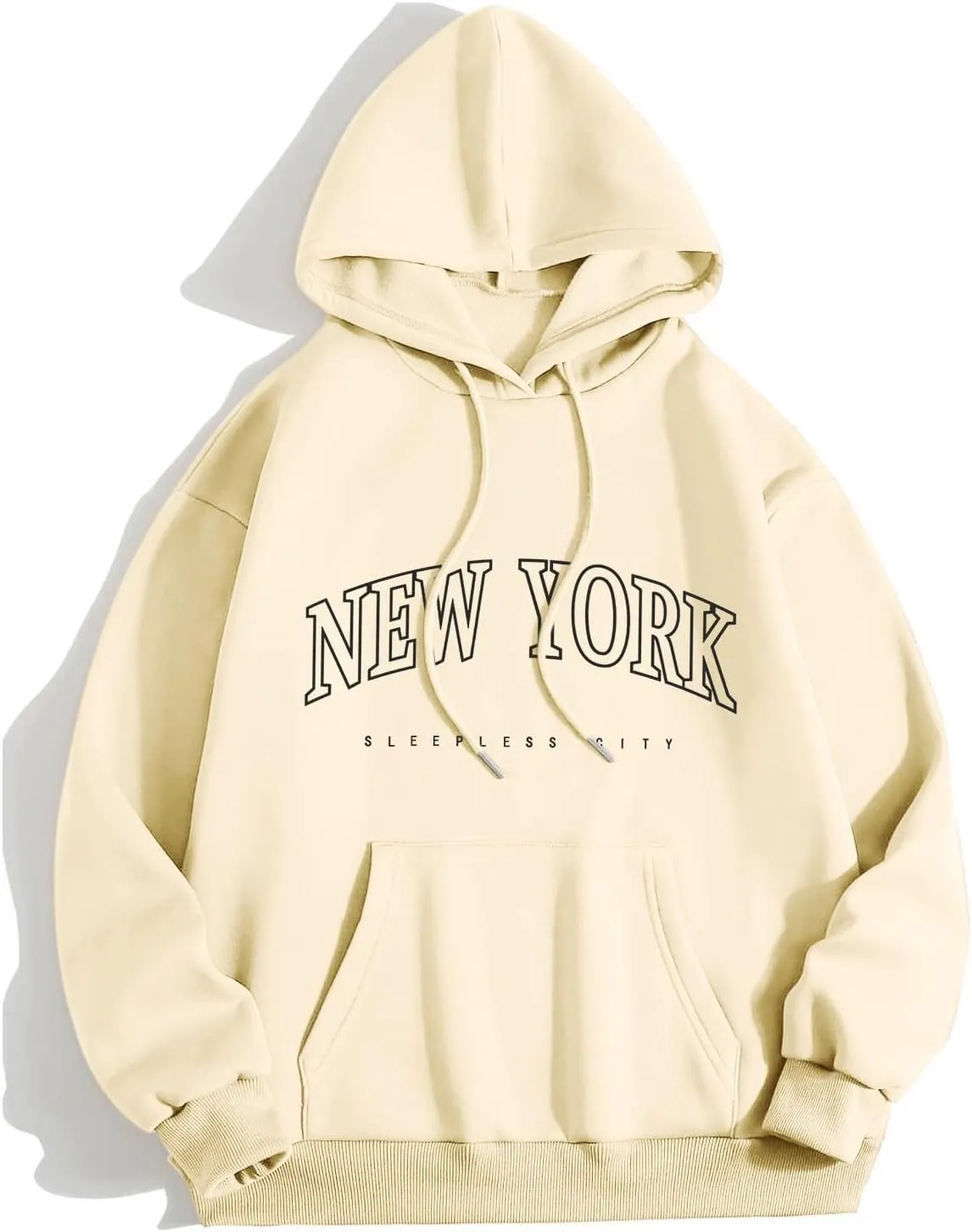 New York Hoodie Women Graphic Pullover Long Sleeve Comfy Casual Hooded Sweatshirts Pocket Fall Clothes Teen Girls