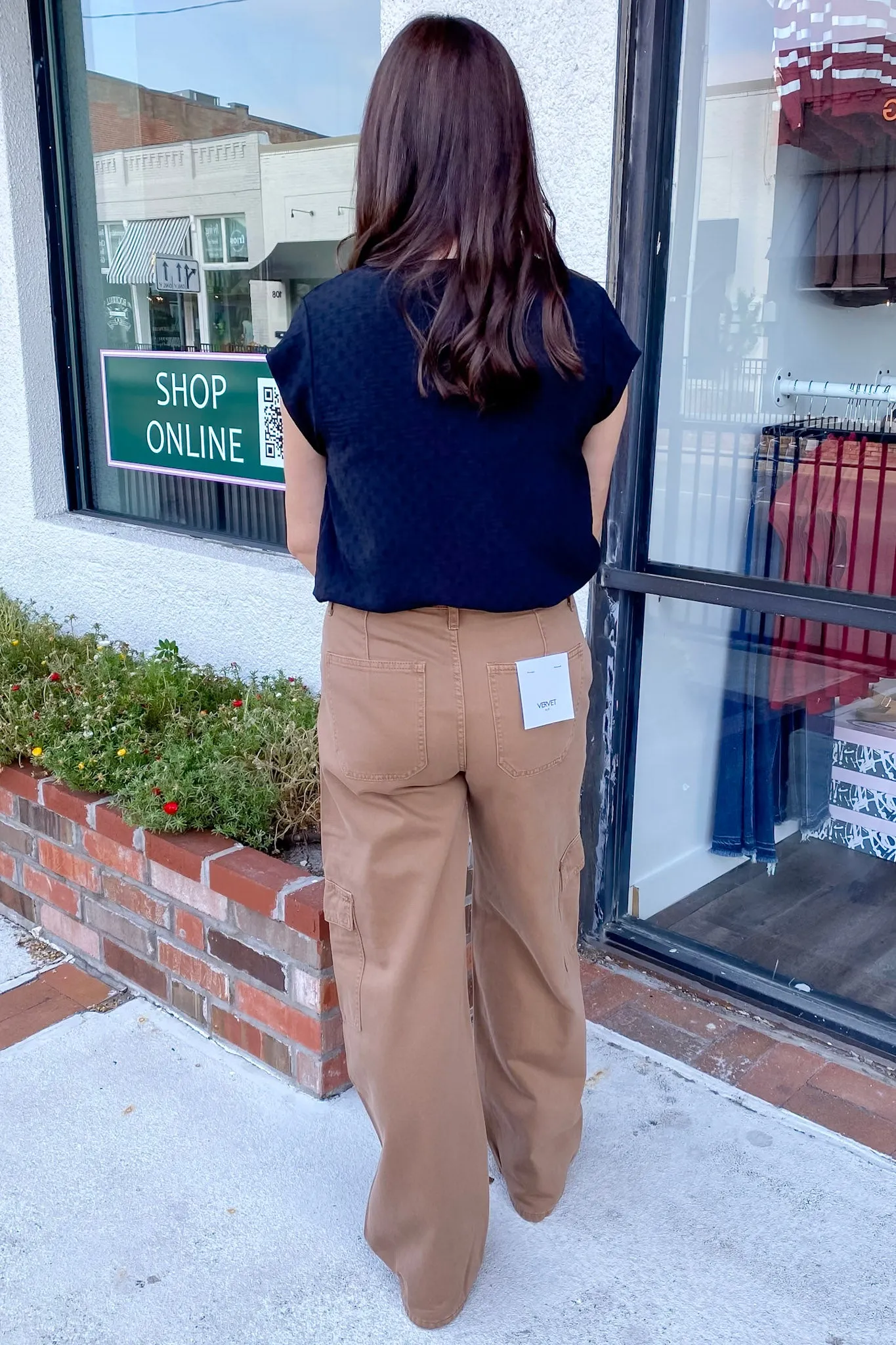 Olivia Sinopia Fresco High Rise Utility Cargo Wide Leg Denim by Vervet