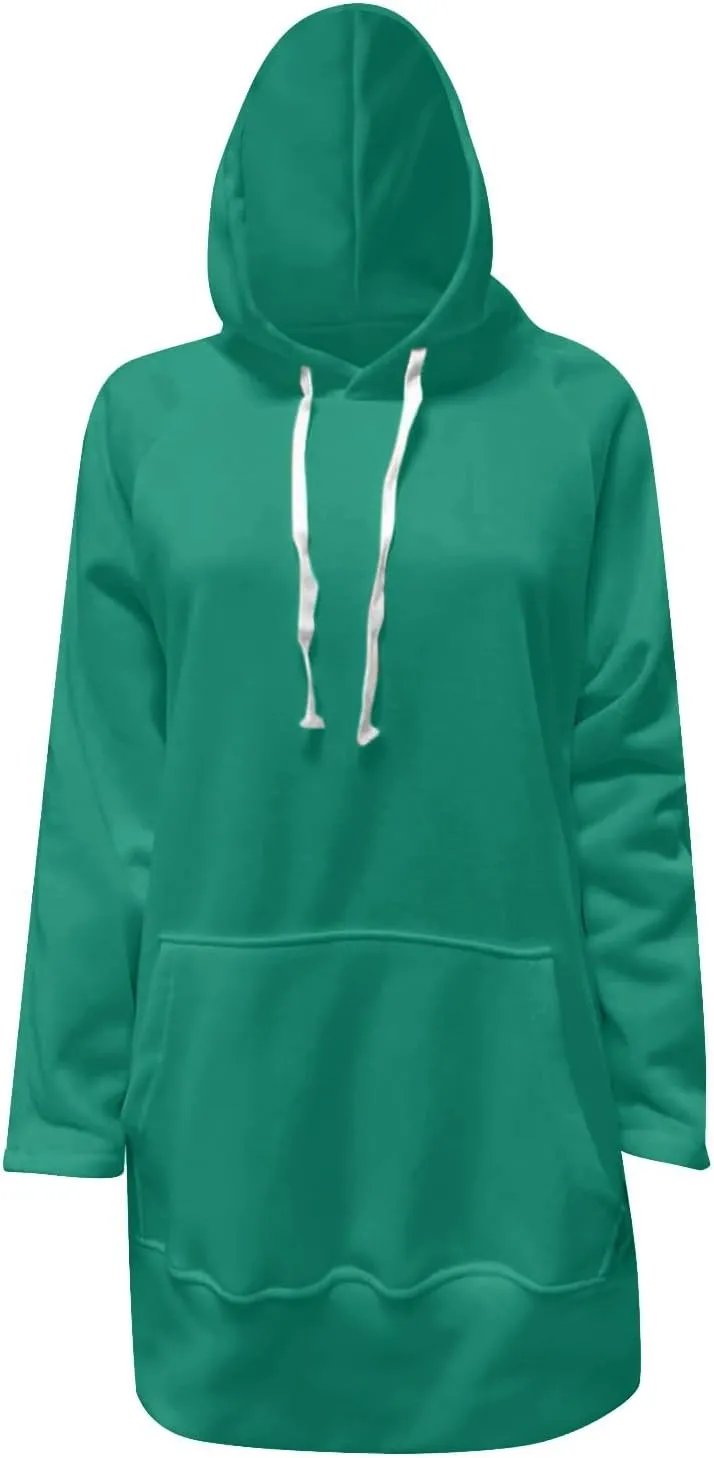 Oversized Hoodie Dress for Women, Pullover Long Sleeve Split Hem Valentines Day Sweatshirts with Pockets