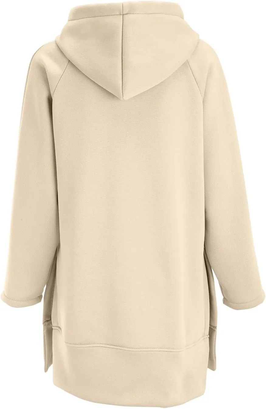 Oversized Hoodie Dress for Women, Pullover Long Sleeve Split Hem Valentines Day Sweatshirts with Pockets