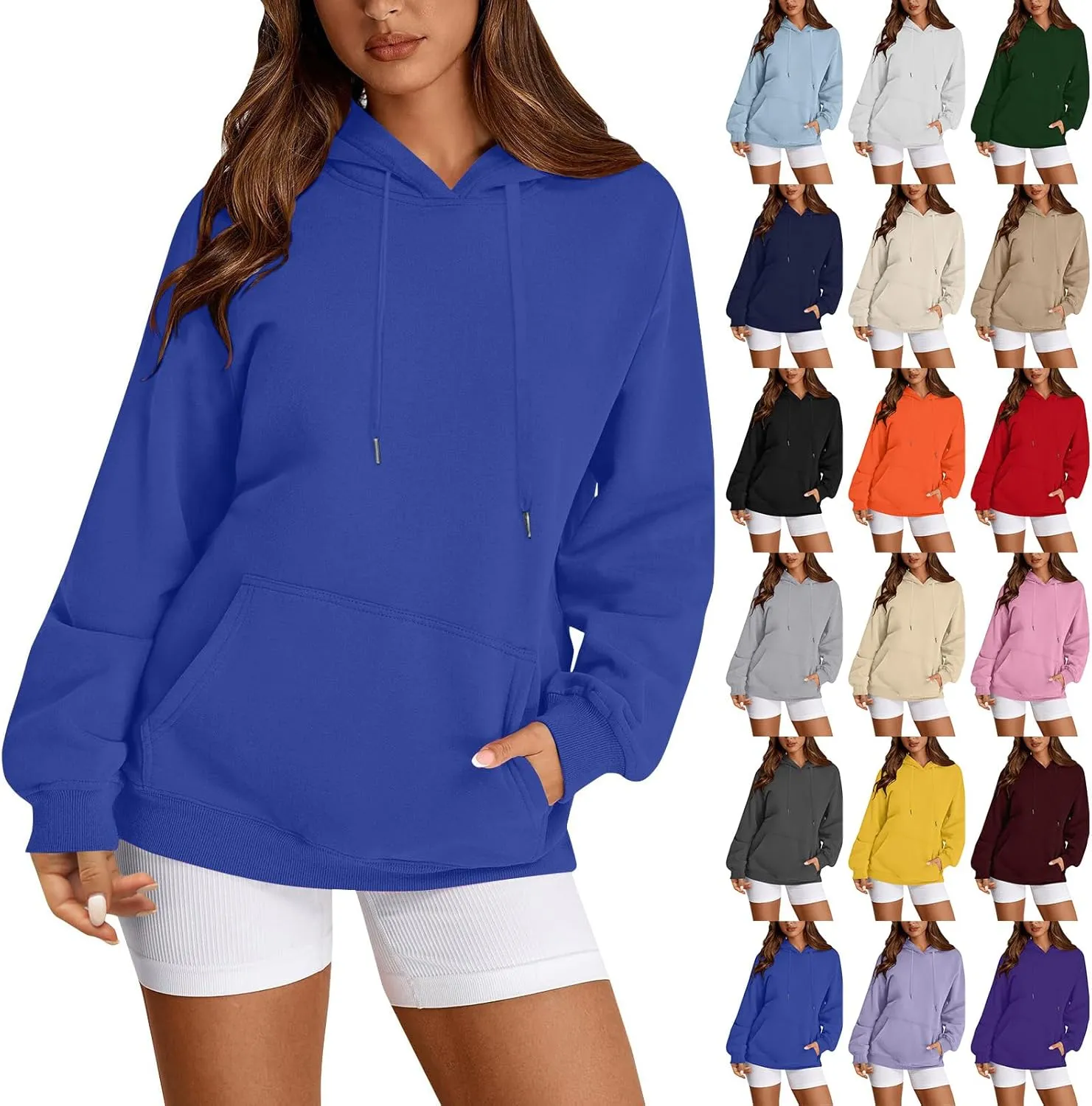 Oversized Hoodie for Women Baggy Fleece Sweatshirt Lightweight Drawstring Pullover Hoodies Streetwear Fall Clothes