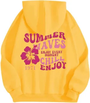 Oversized Hoodies For Women Graphic Trendy Y2K Preppy Clothes Long Sleeve Florals Pink Palm Puff Hoodie Sweatshirt