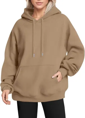 Oversized Hoodies for Women Trendy Fleece Cotton Sweatshirts Drawstring Baggy Raglan Hooded Pullover Tops with Pocket