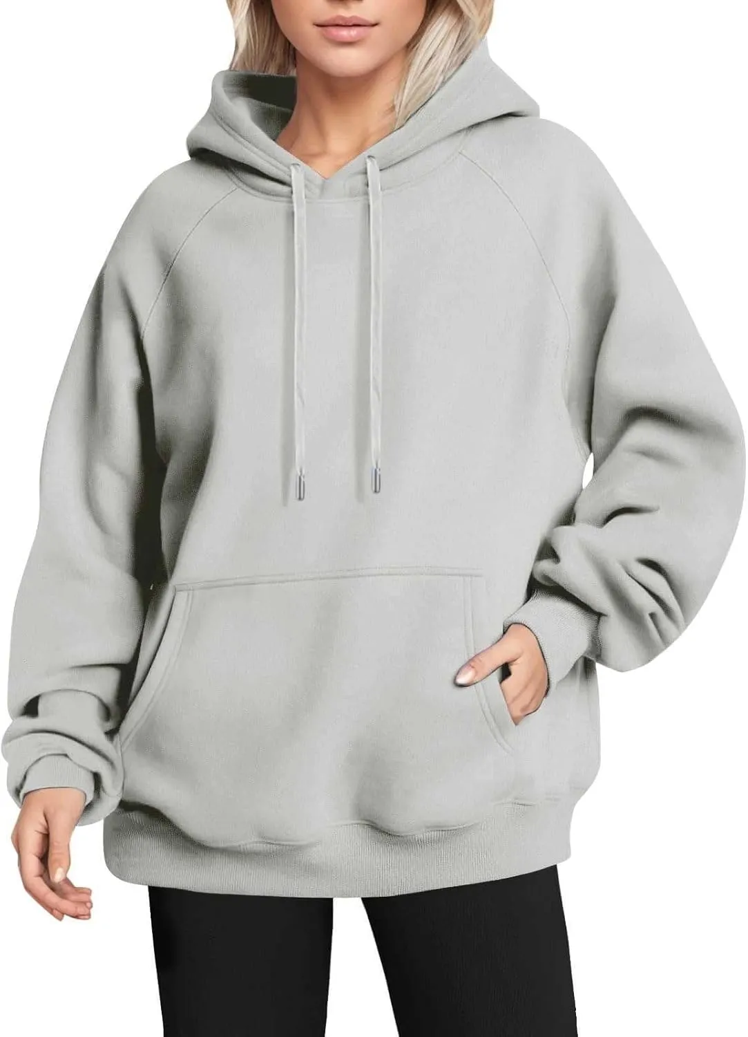 Oversized Hoodies for Women Trendy Fleece Cotton Sweatshirts Drawstring Baggy Raglan Hooded Pullover Tops with Pocket