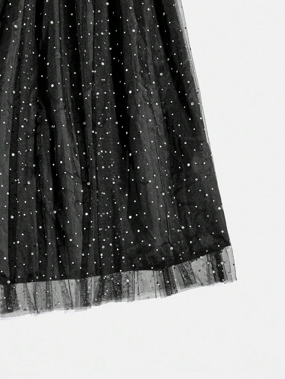 OYOANGLE Women's Plus Size Rhinestone Sequin Mesh High Waist A Line Maxi Skirts Sparkly Tulle Skirt