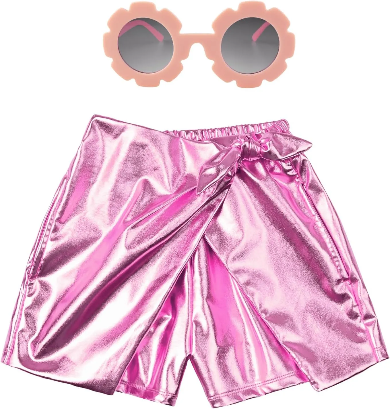 Perfashion Girls' Metallic Skorts Sparkly Shorts with Sunglasses Dancing Skirt 4-13 Years