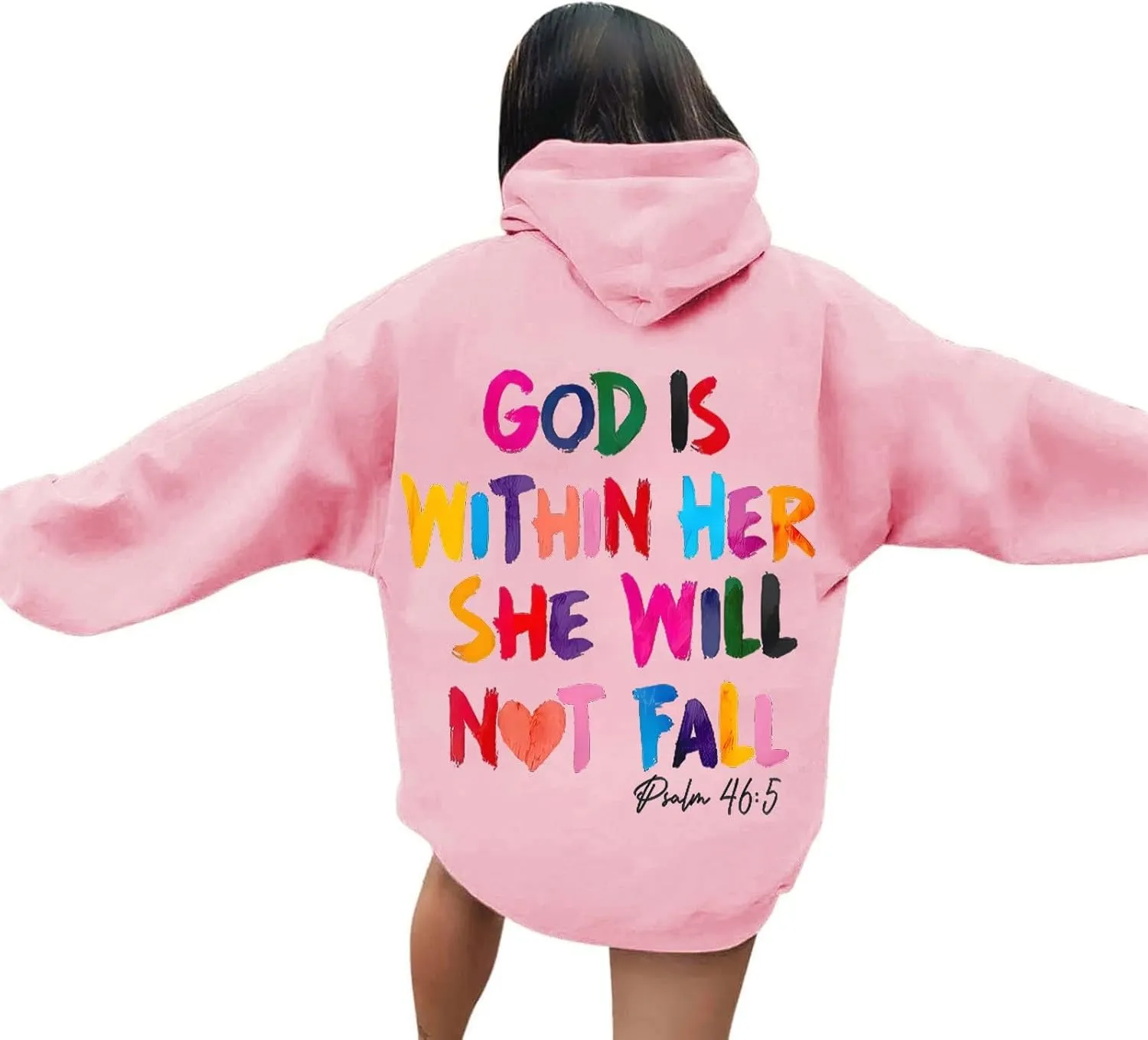 Pink Hoodie Cute Teen Girl Graphic Hoodies Pullover Sweatshirts for Womens Y2K Preppy Oversized Crewneck Sweatshirt