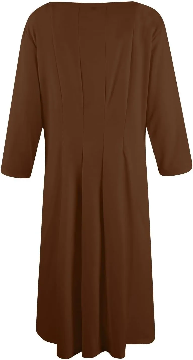Plus Size Dresses for Curvy Women Summer Casual Loose Trendy Crew Neck 3/4 Sleeve Solid Midi Dress 2025, S-3XL