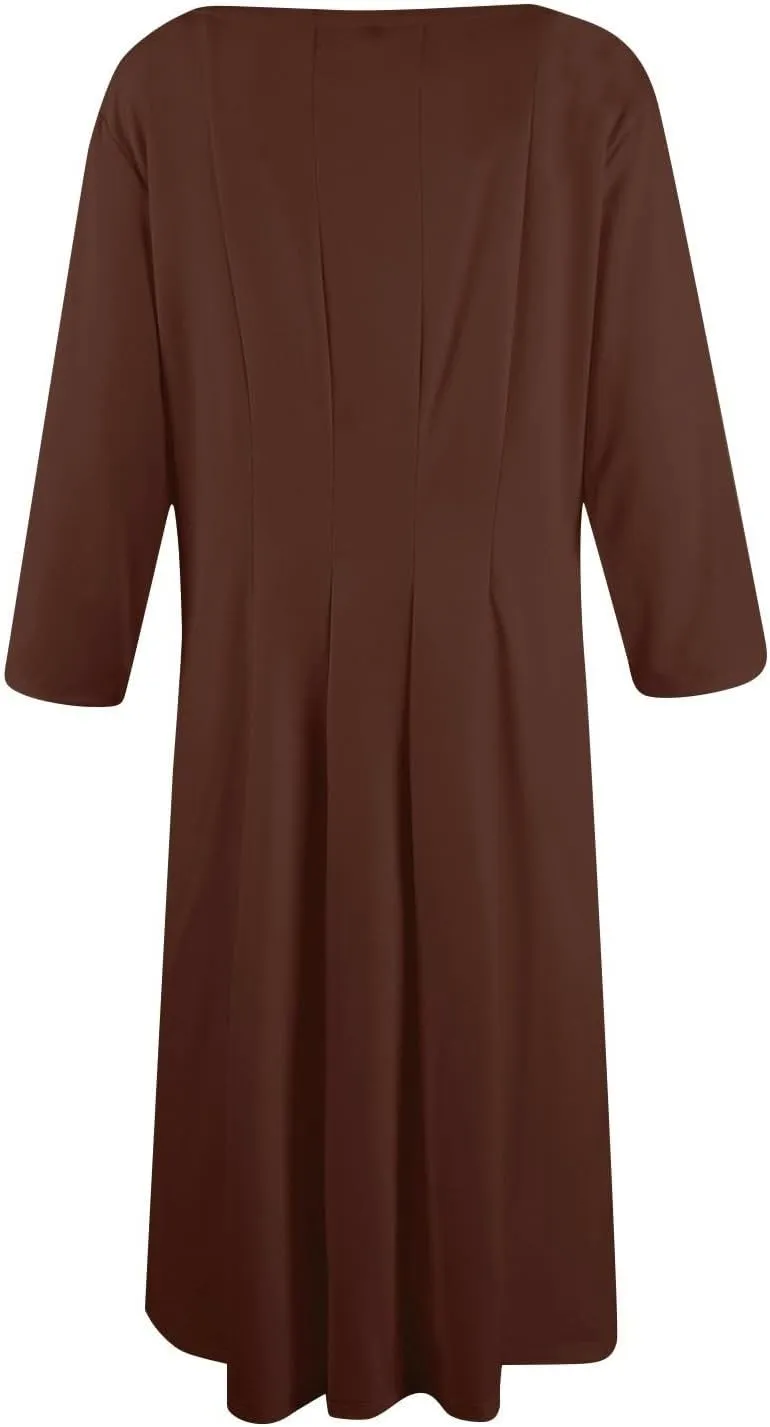 Plus Size Dresses for Curvy Women Summer Casual Loose Trendy Crew Neck 3/4 Sleeve Solid Midi Dress 2025, S-3XL
