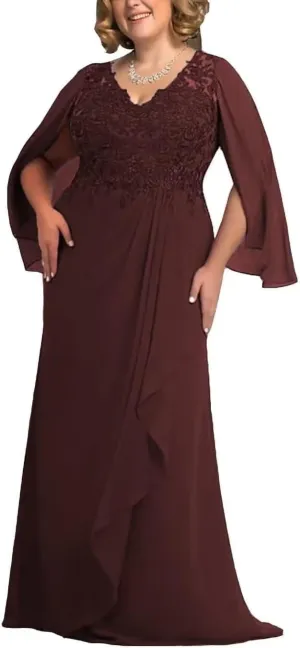 Plus Size Mother of The Bride Dress for Wedding Lace Wedding Guest Dress for Women Chiffon Formal Evening Dress