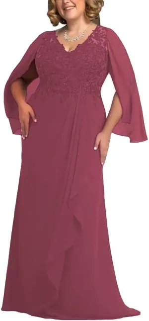 Plus Size Mother of The Bride Dress for Wedding Lace Wedding Guest Dress for Women Chiffon Formal Evening Dress