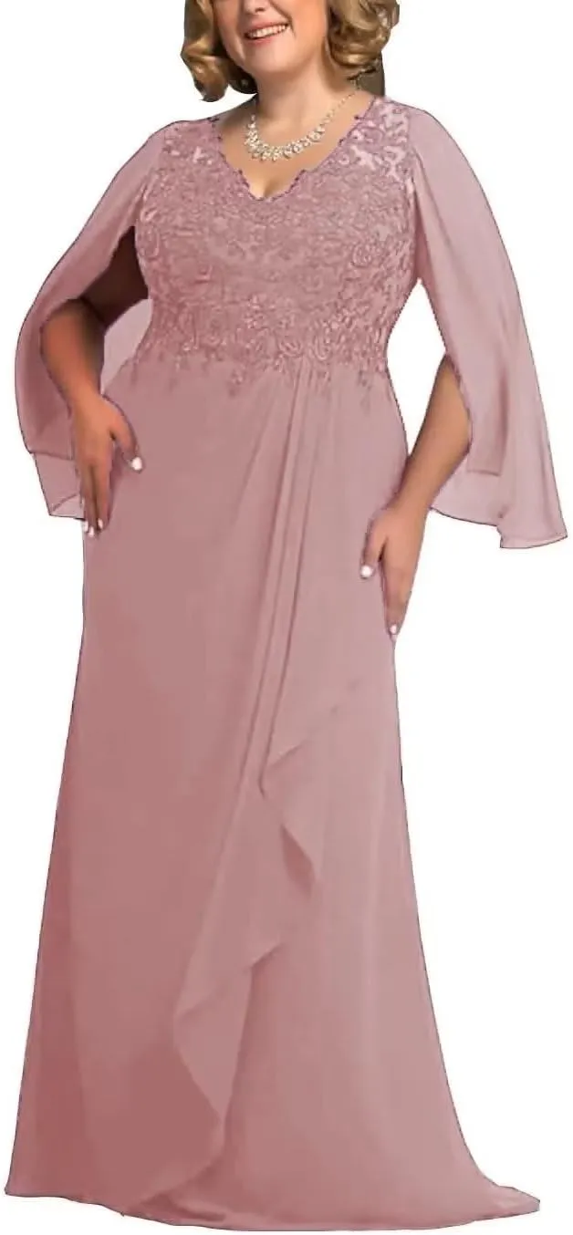 Plus Size Mother of The Bride Dress for Wedding Lace Wedding Guest Dress for Women Chiffon Formal Evening Dress