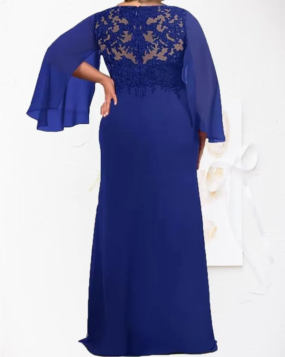 Plus Size Mother of The Bride Dress for Wedding Lace Wedding Guest Dress for Women Chiffon Formal Evening Dress