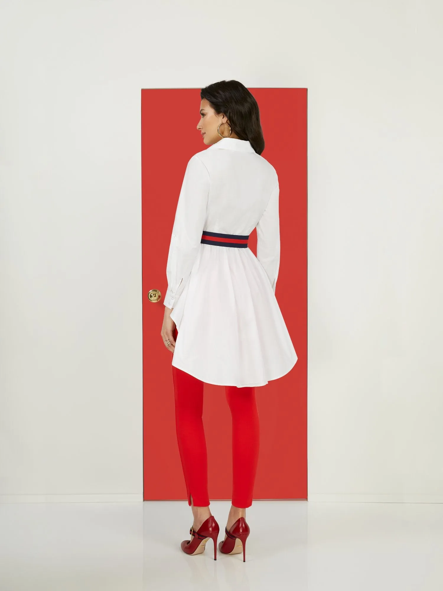 Poplin Button-Down Belted Shirt