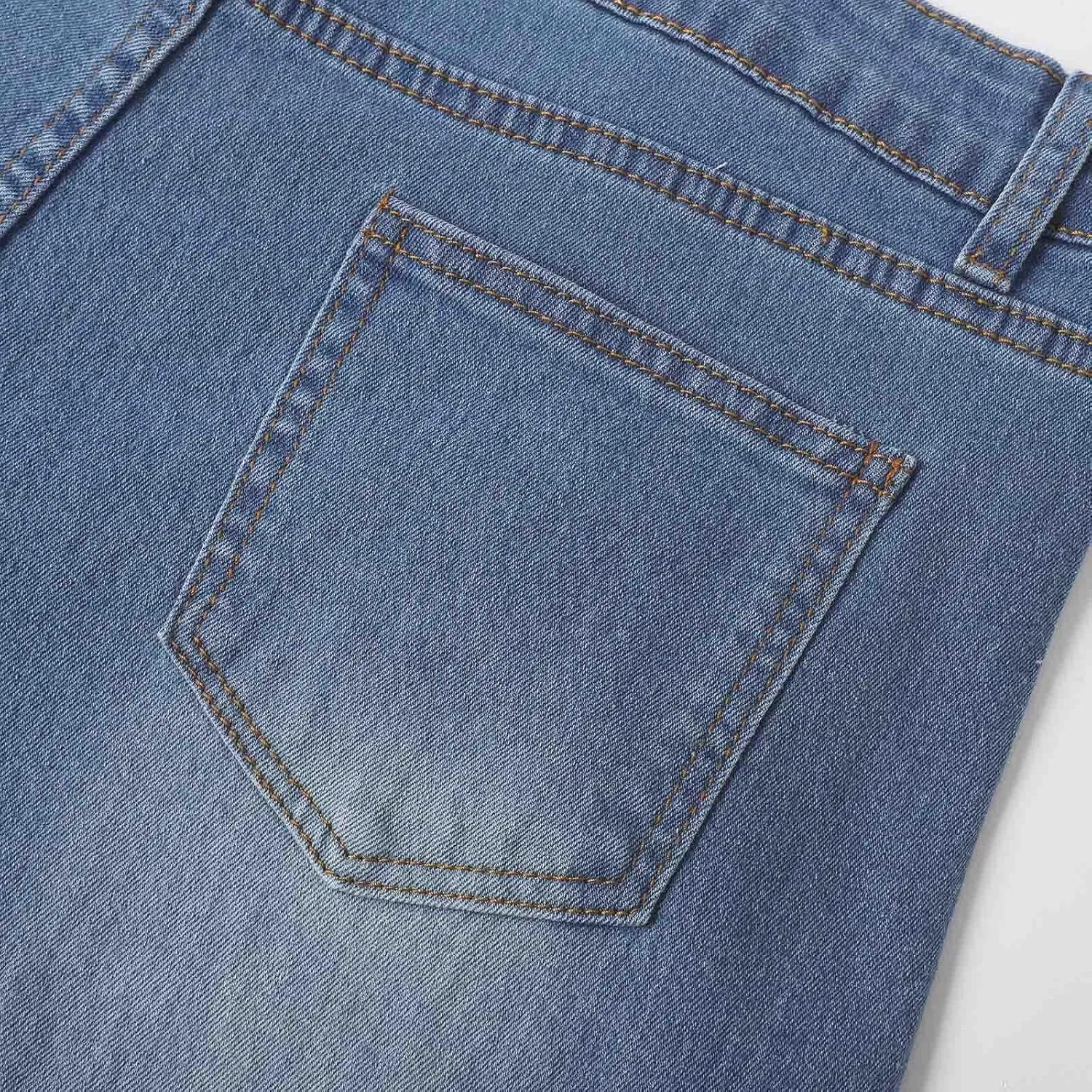 Pull on Wide Leg Jeans for Women, Trendy Straight Leg Jeans Denim Pants High Waisted Stretchy Baggy
