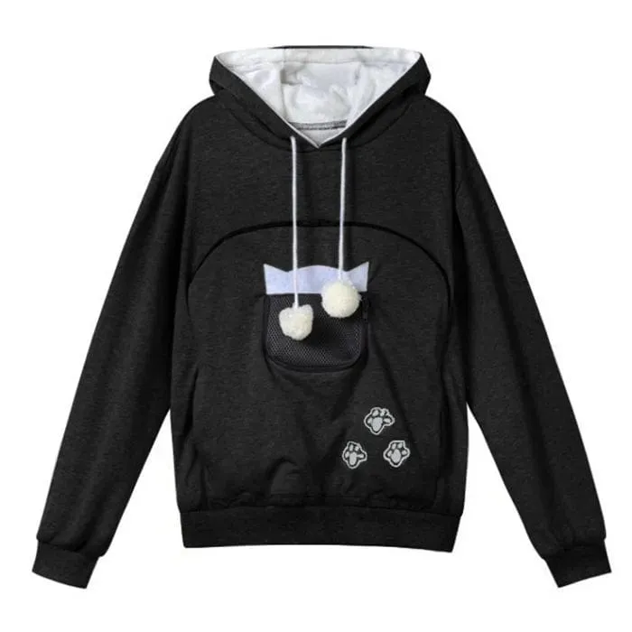 Pullover Mesh Pocket Cat Hoodie