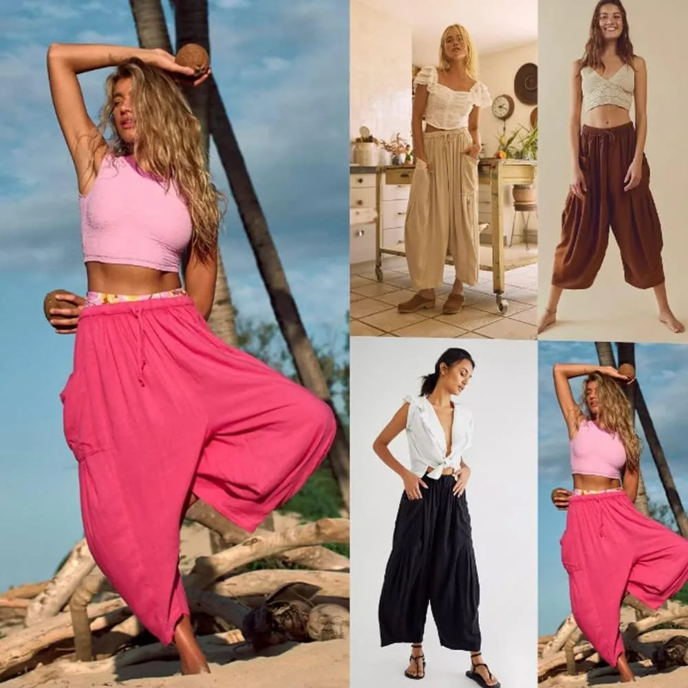 Quinn Plus Size Pants, Quinn Pants for Women Linen Pants with Pockets Summer Harem Pants Boho Beach Pants
